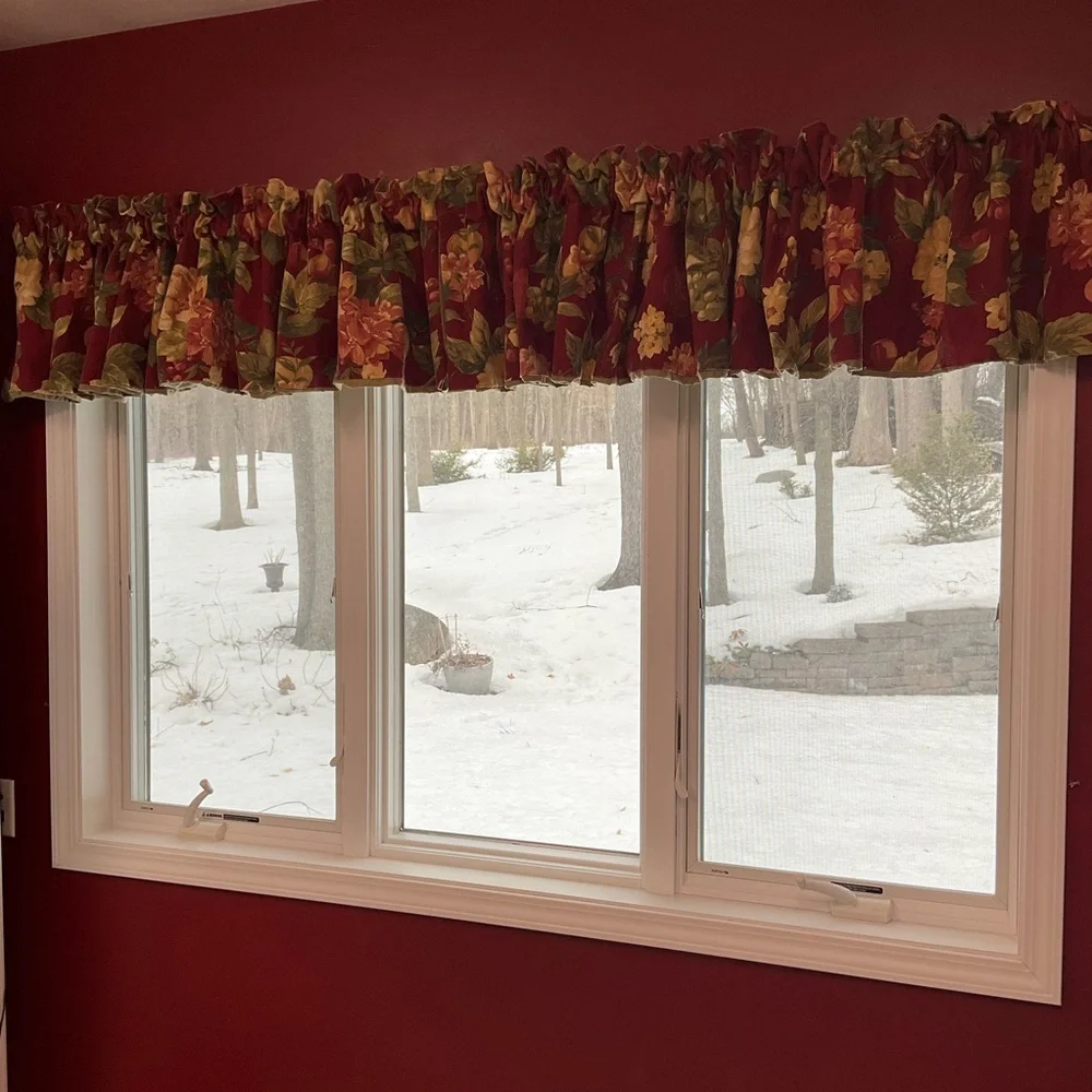 HANDMADE Floral Valances (3) Curtains in Red and Green